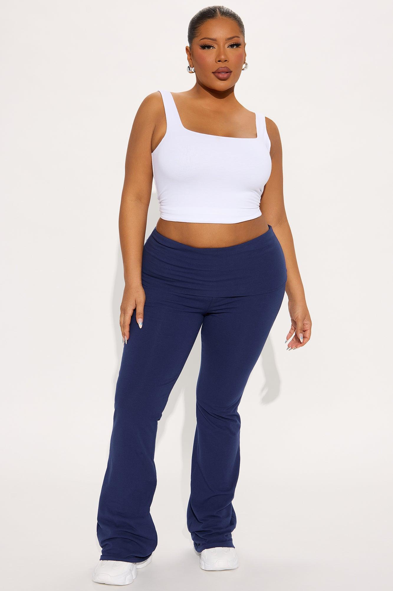 Adriana Foldover Flare Pant - Navy Product Image