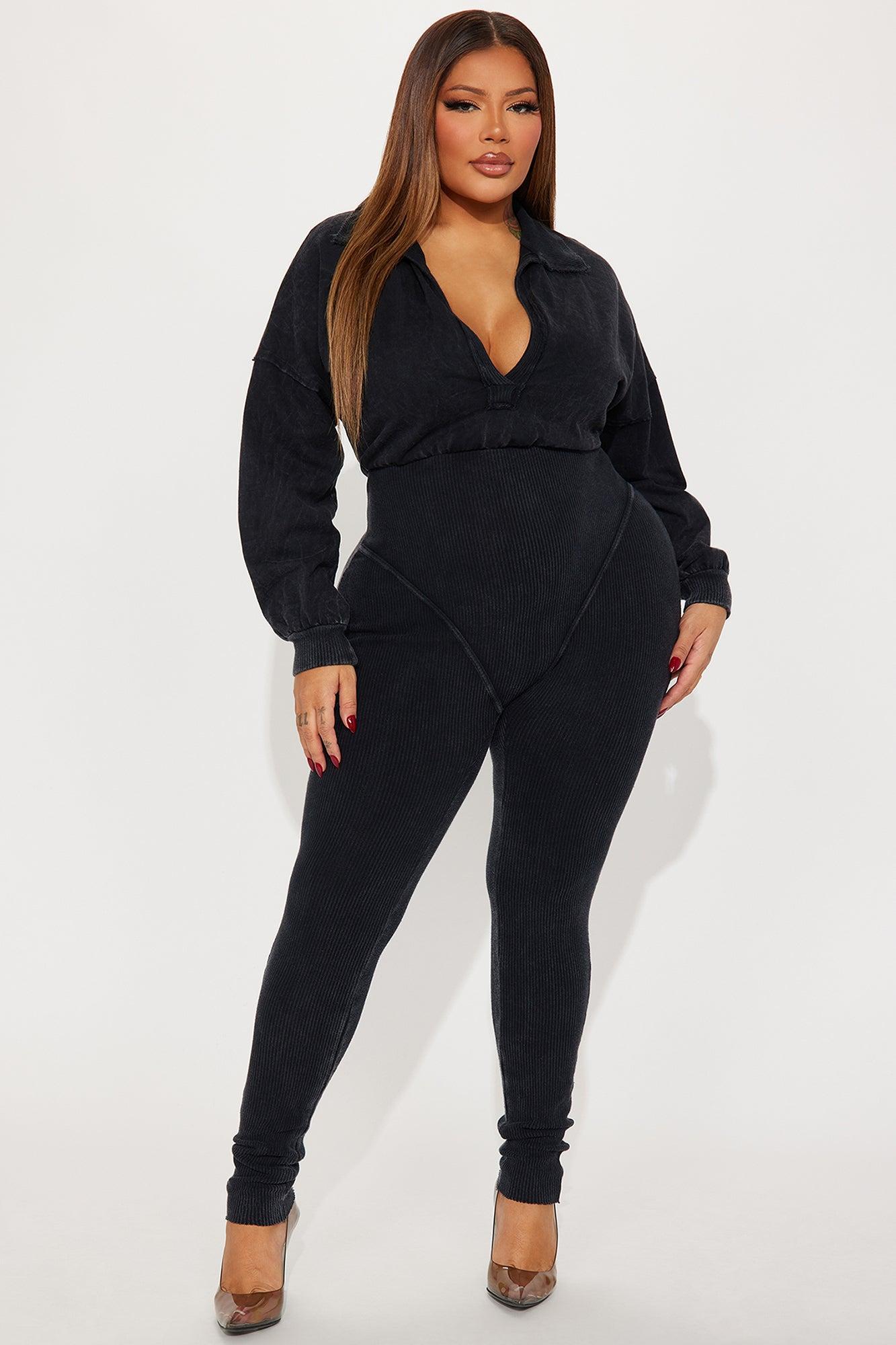 In Transit Ribbed Jumpsuit - Charcoal Product Image