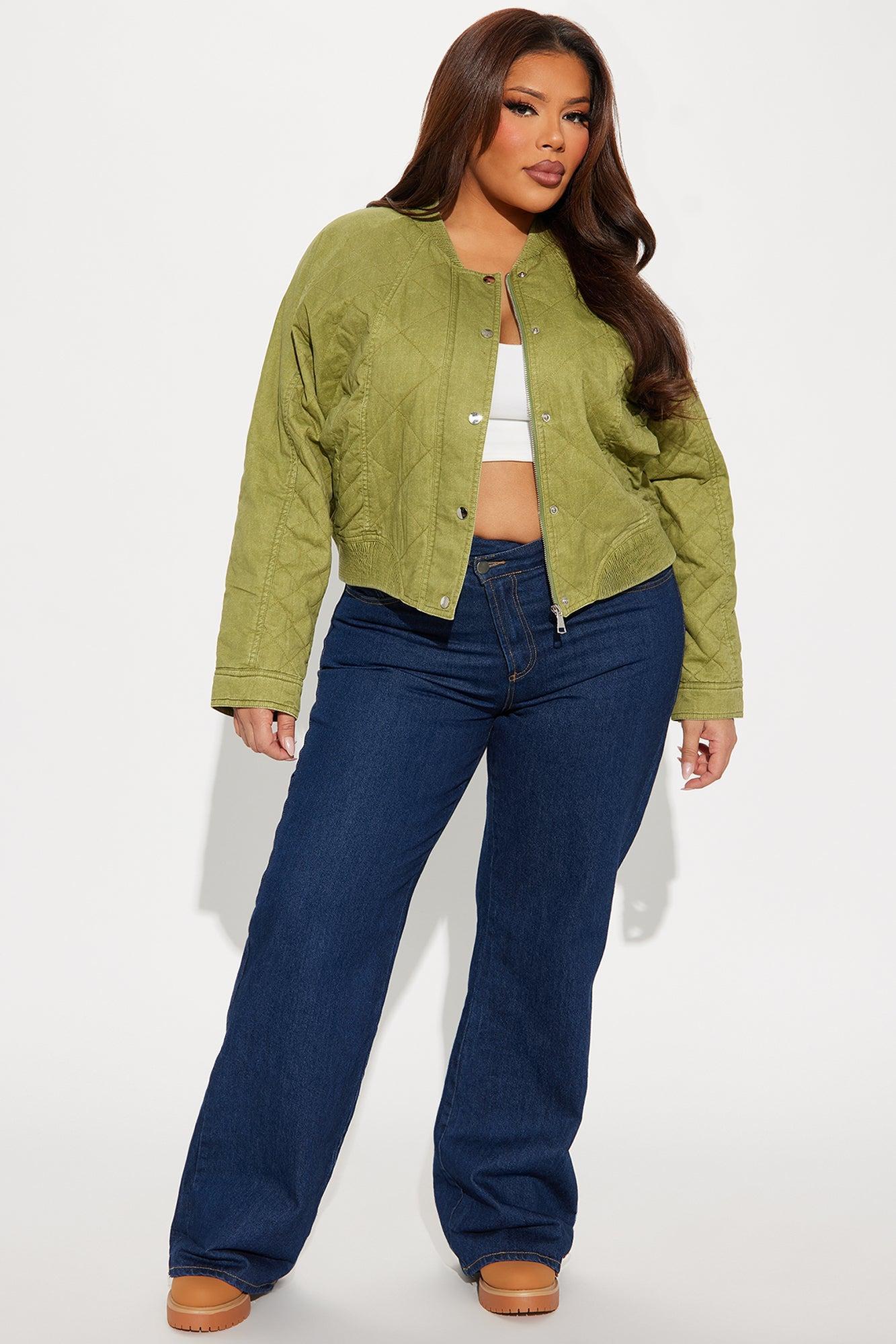 Mara Quilted Washed Bomber Jacket - Olive Product Image