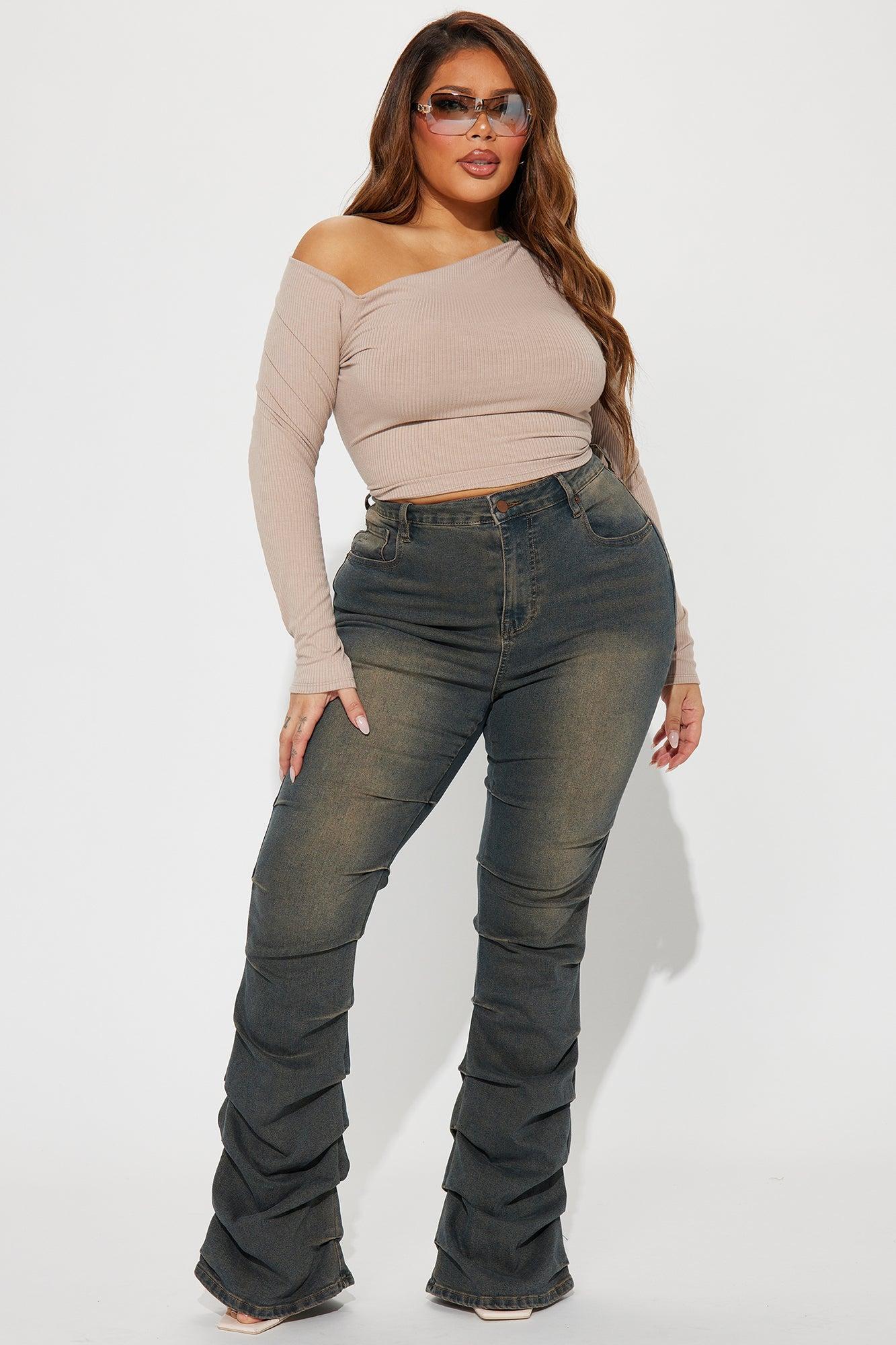 Calling For You Stacked Bootcut Jeans - Dark Wash Product Image