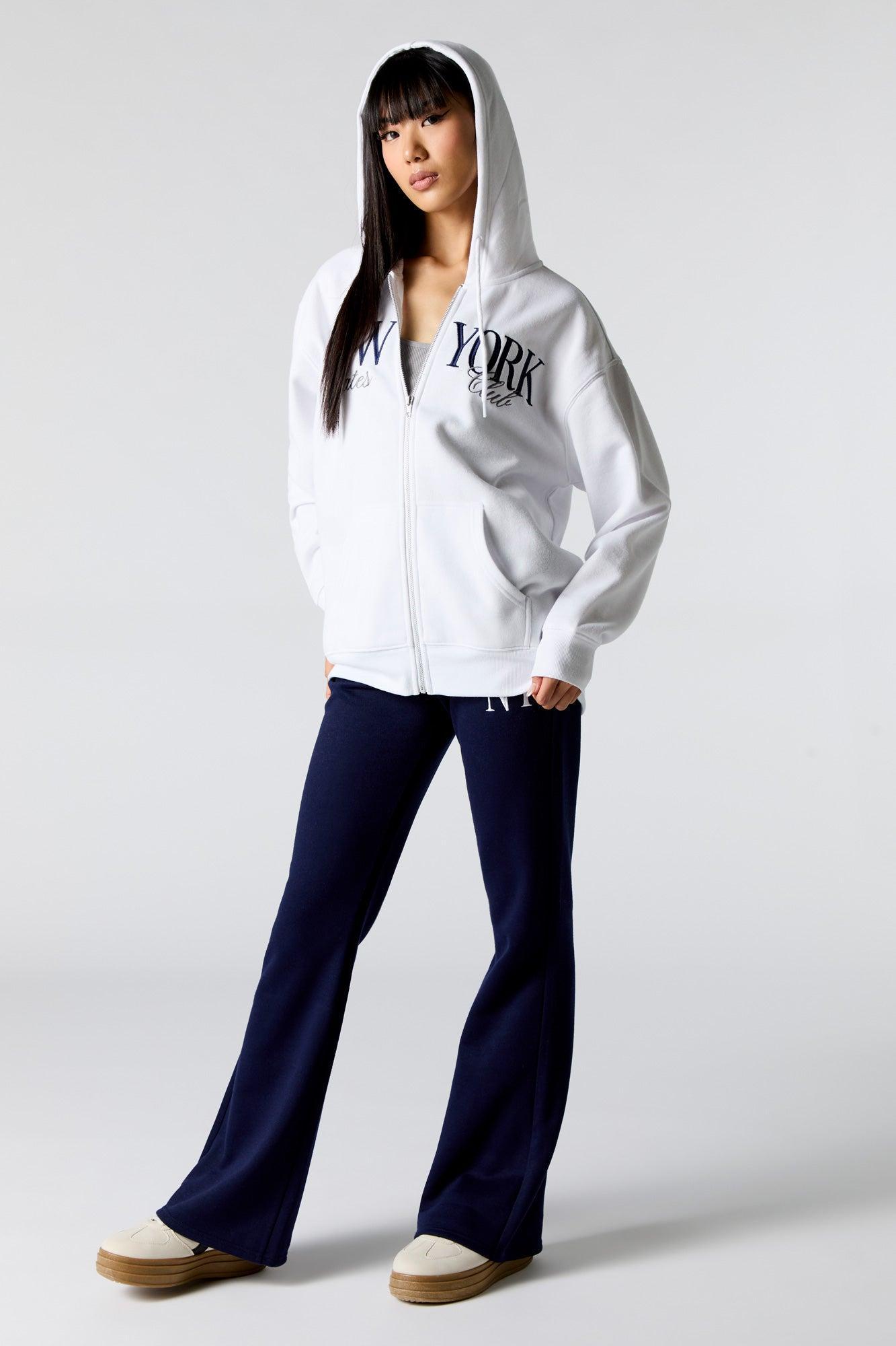 City Embroidered Zip-Up Fleece Hoodie Female Product Image
