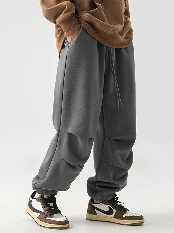 Men's Solid Ruched Bound Feet Jogger Pants Product Image