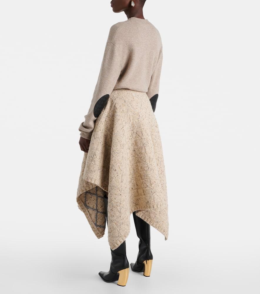 BOTTEGA VENETA Asymmetric Knitted Midi Skirt In Beige Product Image