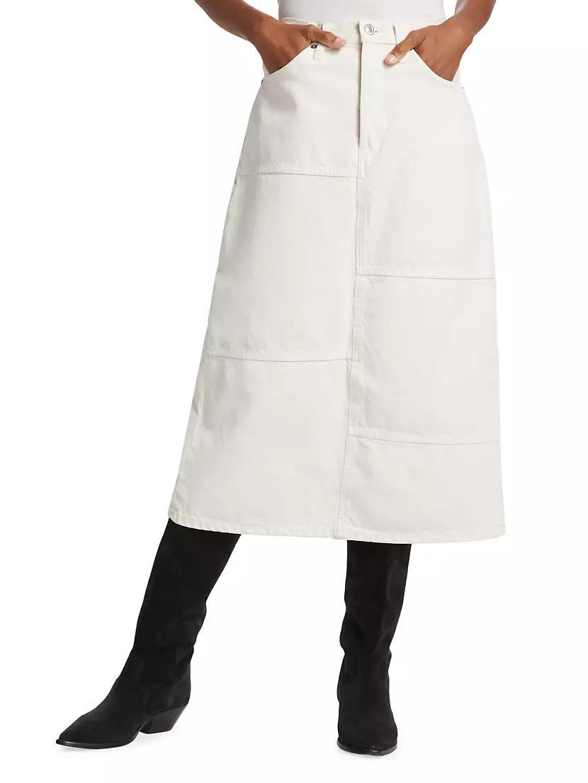 Mid-Rise Denim Midi-Skirt Product Image