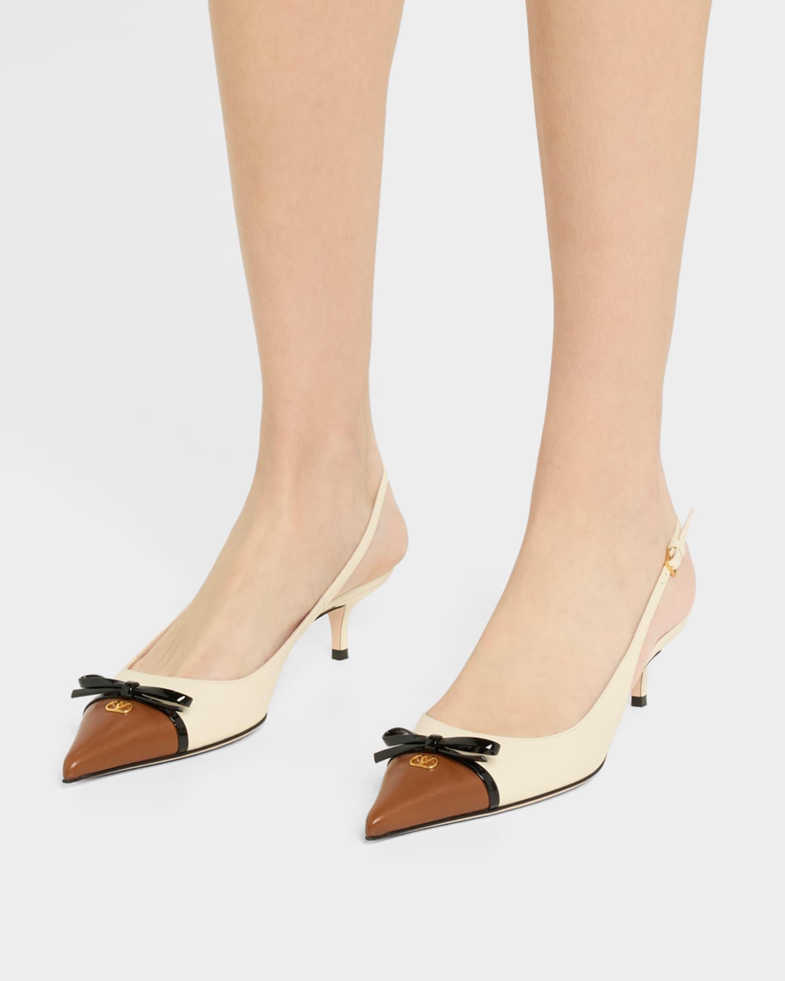 VLOGO Pointed Slingback Leather Kitten Pumps Product Image