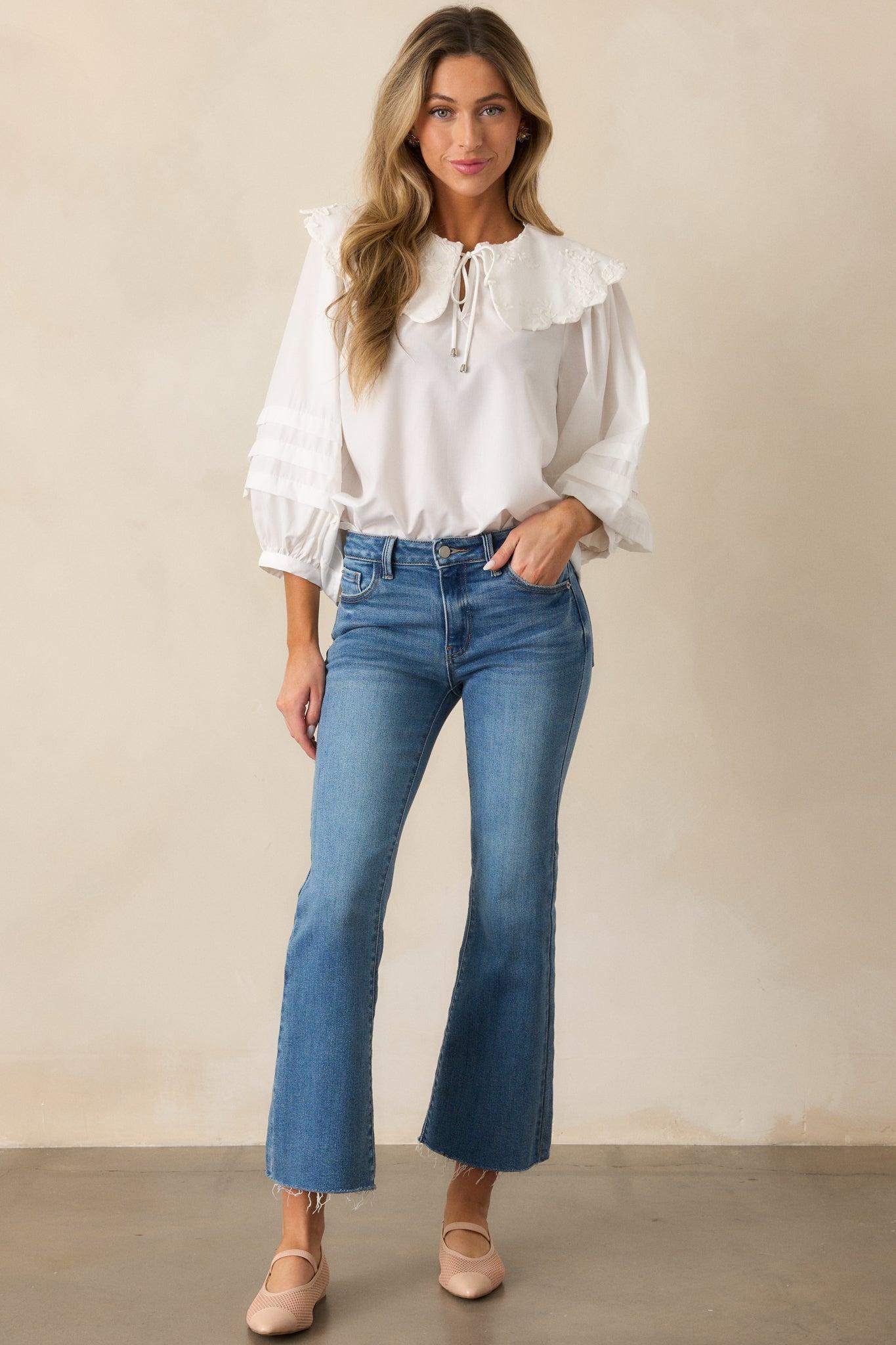 Nightfall Spark Medium Wash Cropped Flare Jeans Product Image