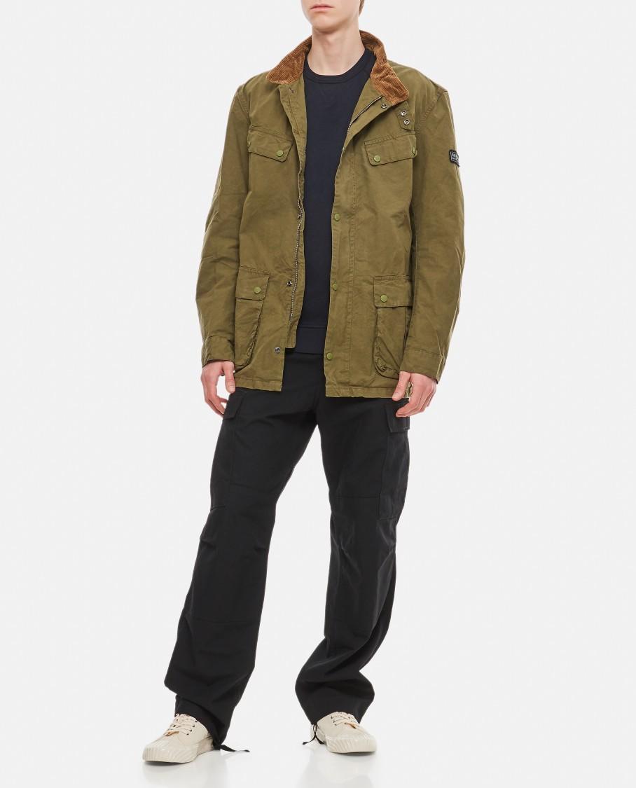 BARBOUR Regular Fit Green Jacket With Ribbed Velvet Collar In Multicolor Product Image