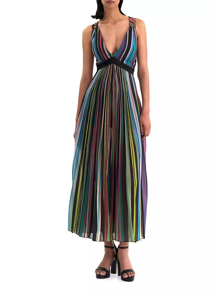 Rainbow Pleated Maxi Dress Product Image