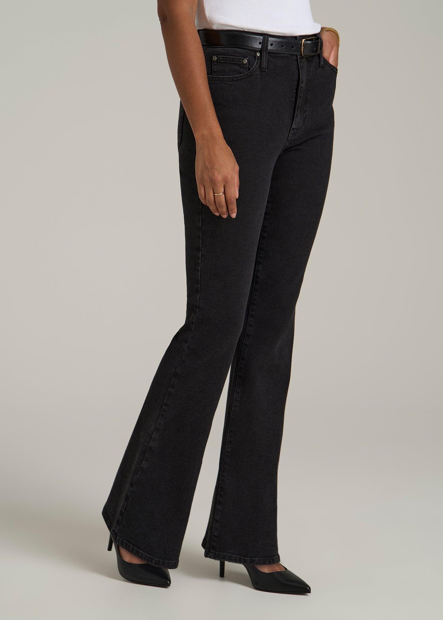 Chloe High Rise Flare Jeans for Tall Women in Onyx Black Wash Product Image