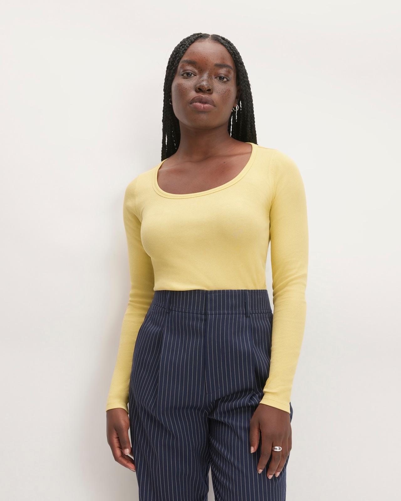 The Luxe Rib Long-Sleeve Scoop-Neck Tee Product Image