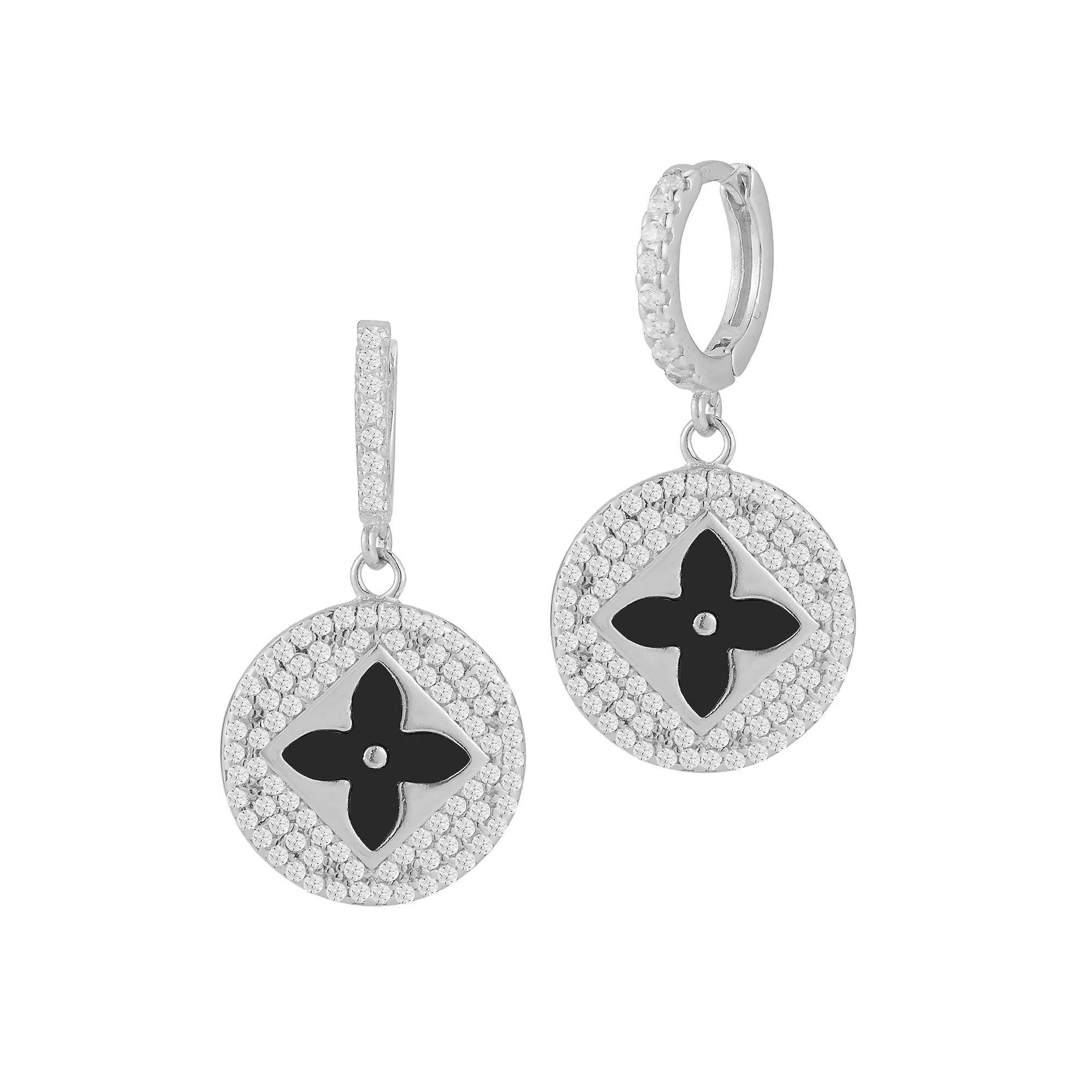 Sunkissed Sterling Gemstone & Cubic Zirconia Clover Earrings, Womens, Silver Tone White Product Image