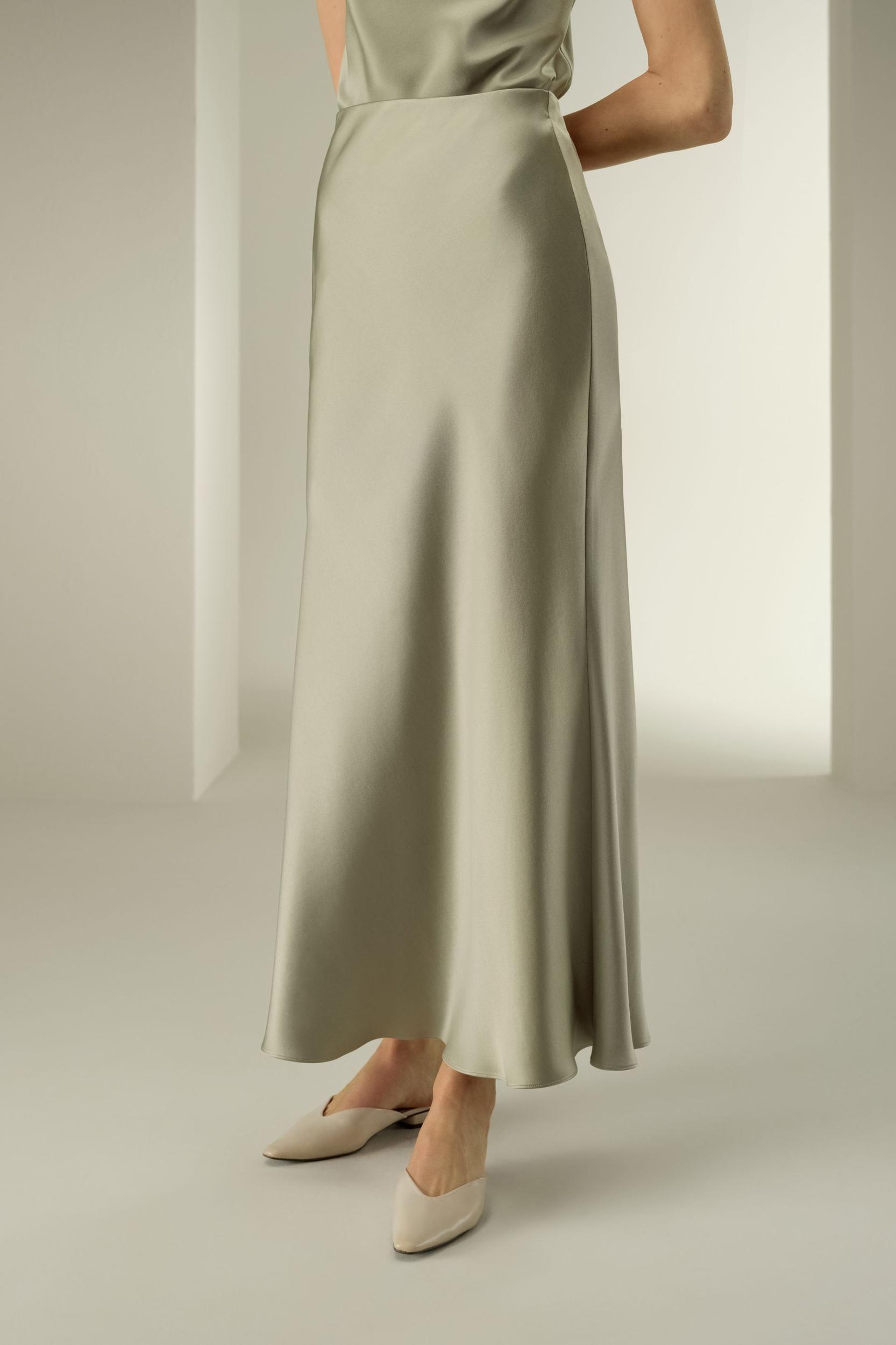 Double-Faced Silk Charmeuse Maxi Skirt Product Image