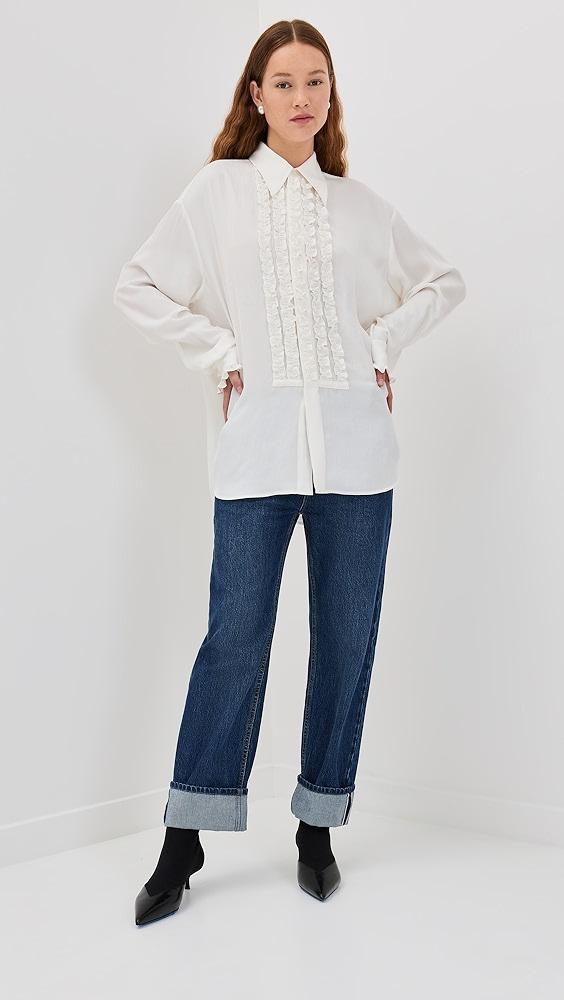 Tibi Winter Acetate Easy Tuxedo Shirt | Shopbop Product Image