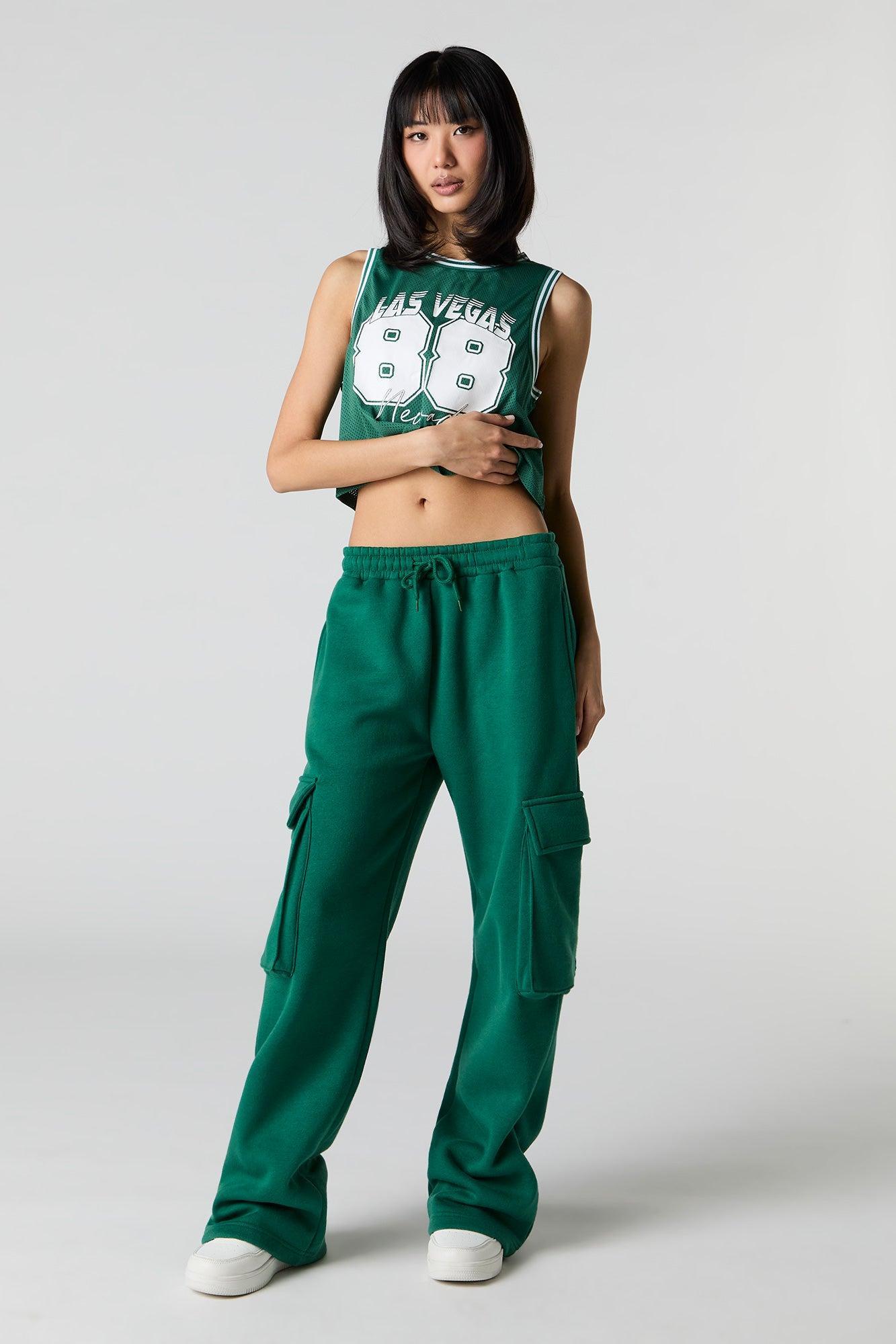 Fleece Wide Leg Cargo Sweatpant Female Product Image