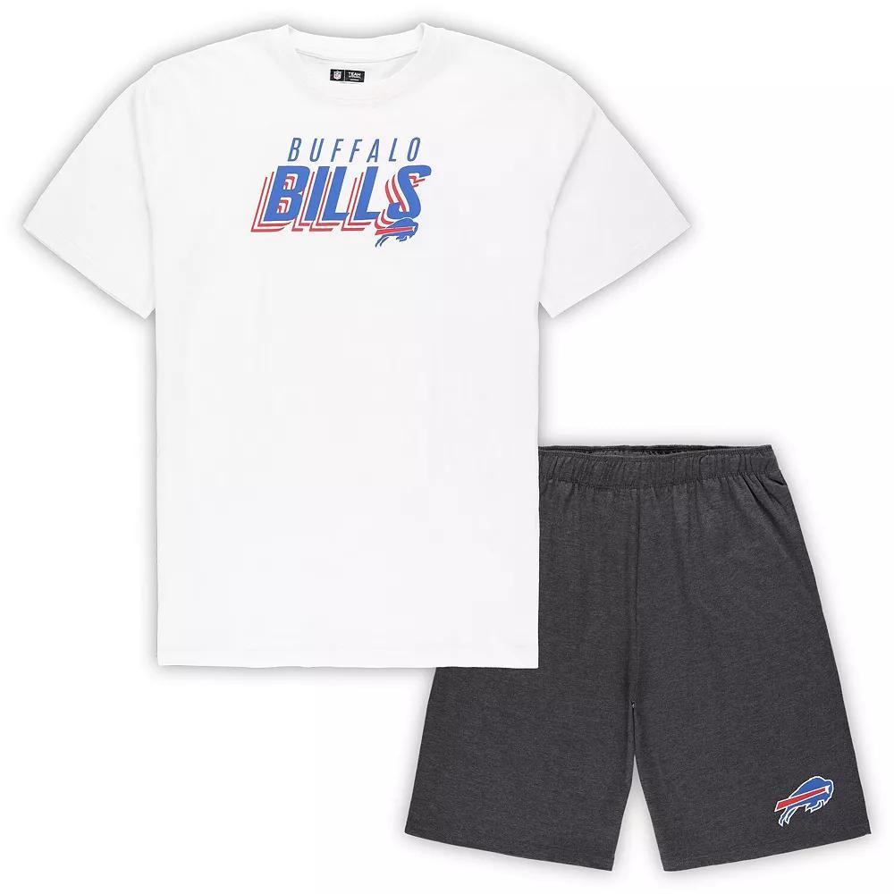 Men's Concepts Sport White/Charcoal Buffalo Bills Big & Tall T-Shirt and Shorts Set, Size: 5XB Product Image