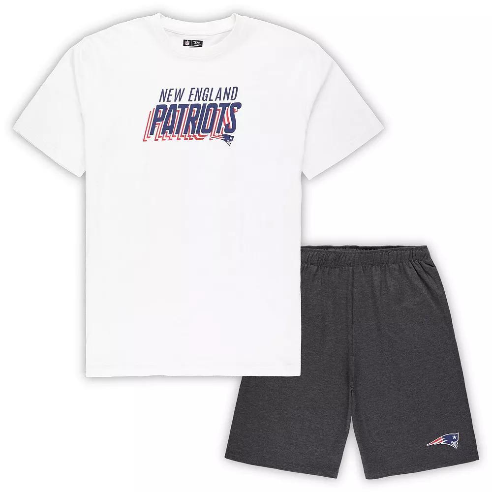 Men's Concepts Sport White/Charcoal New England Patriots Big & Tall T-Shirt and Shorts Set, Size: 6XB Product Image