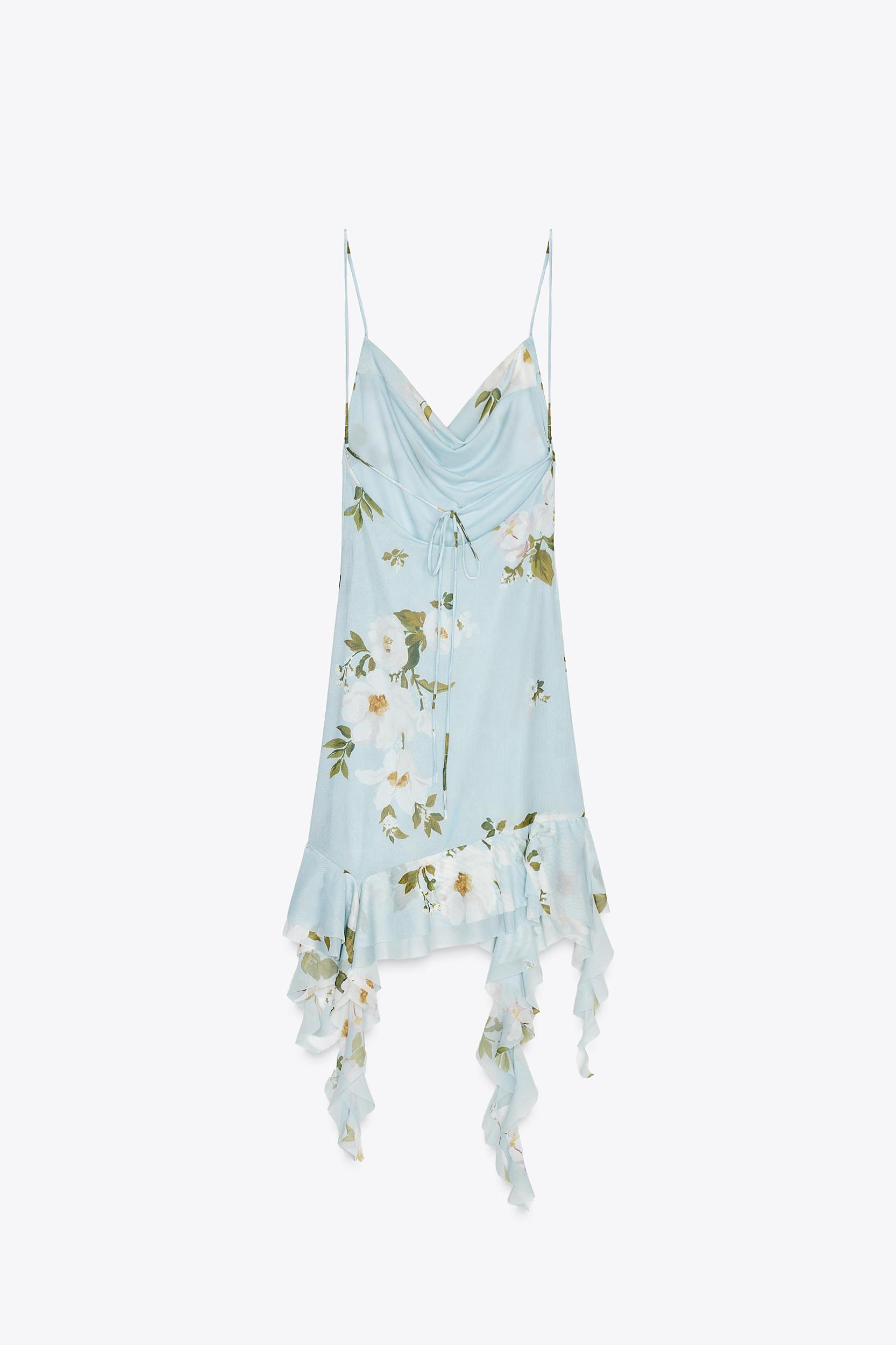FLORAL PRINT TULLE MINI DRESS Product Image