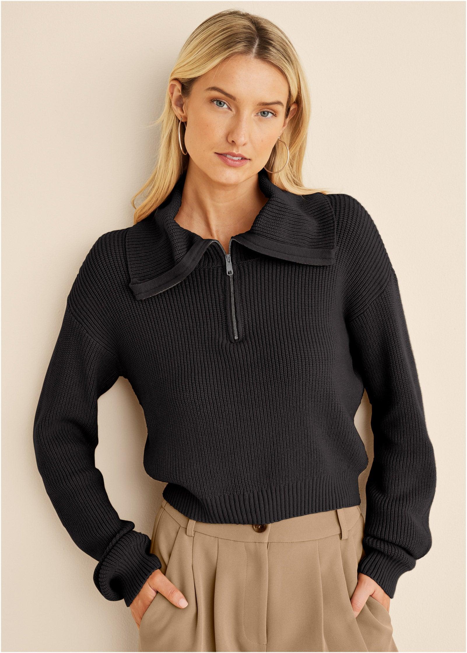 Quarter Zip Pullover - Black Product Image