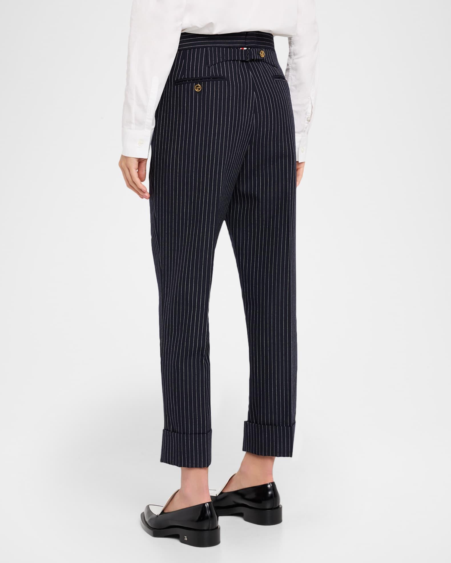 Pinstriped Backstrap Cropped Trousers Product Image