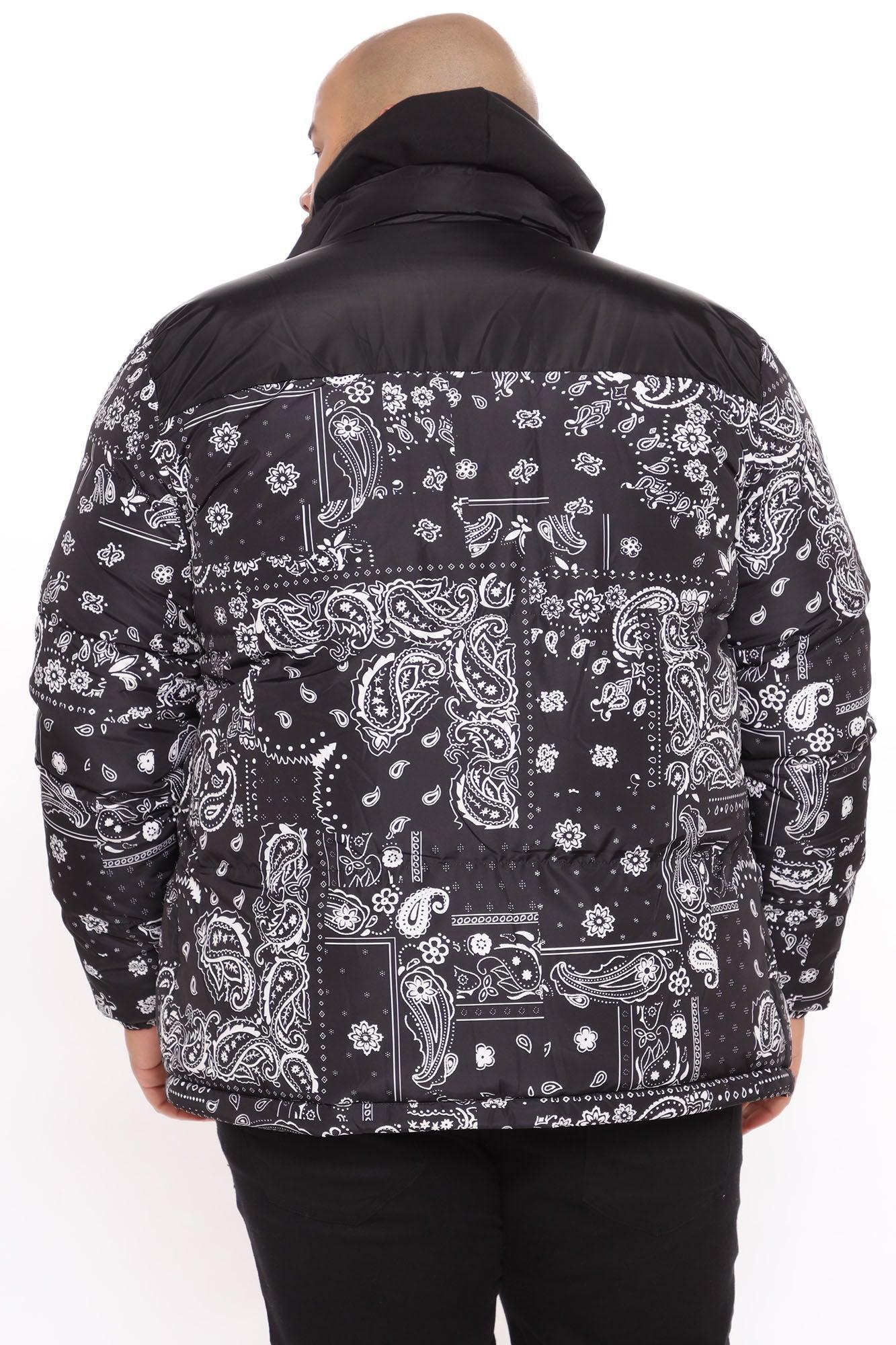 Paisley Puffer Jacket - Black Product Image