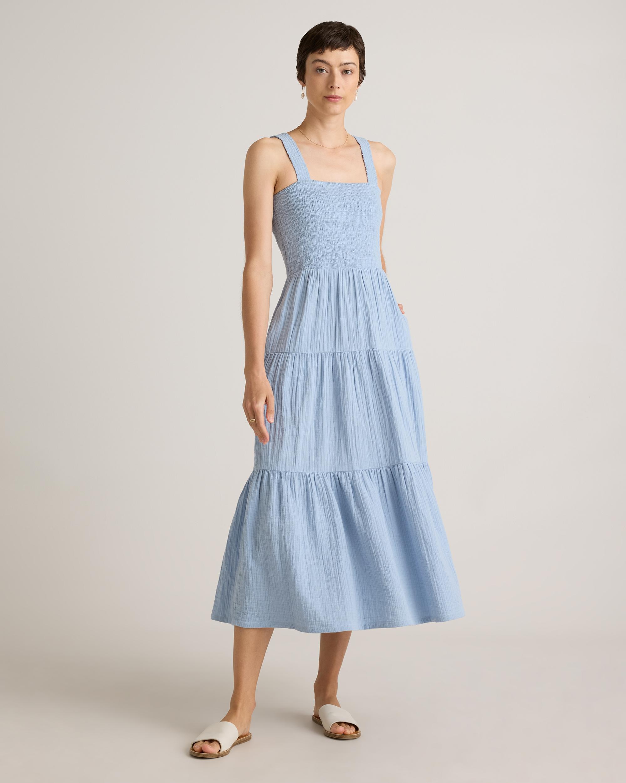 Quince | Women's Gauze Smocked Sleeveless Maxi Dress Organic Cotton Product Image