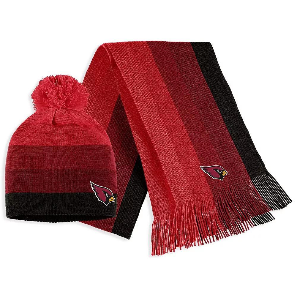 Women's WEAR by Erin Andrews Cardinal Arizona Cardinals Ombre Pom Knit Hat and Scarf Set, Red Product Image