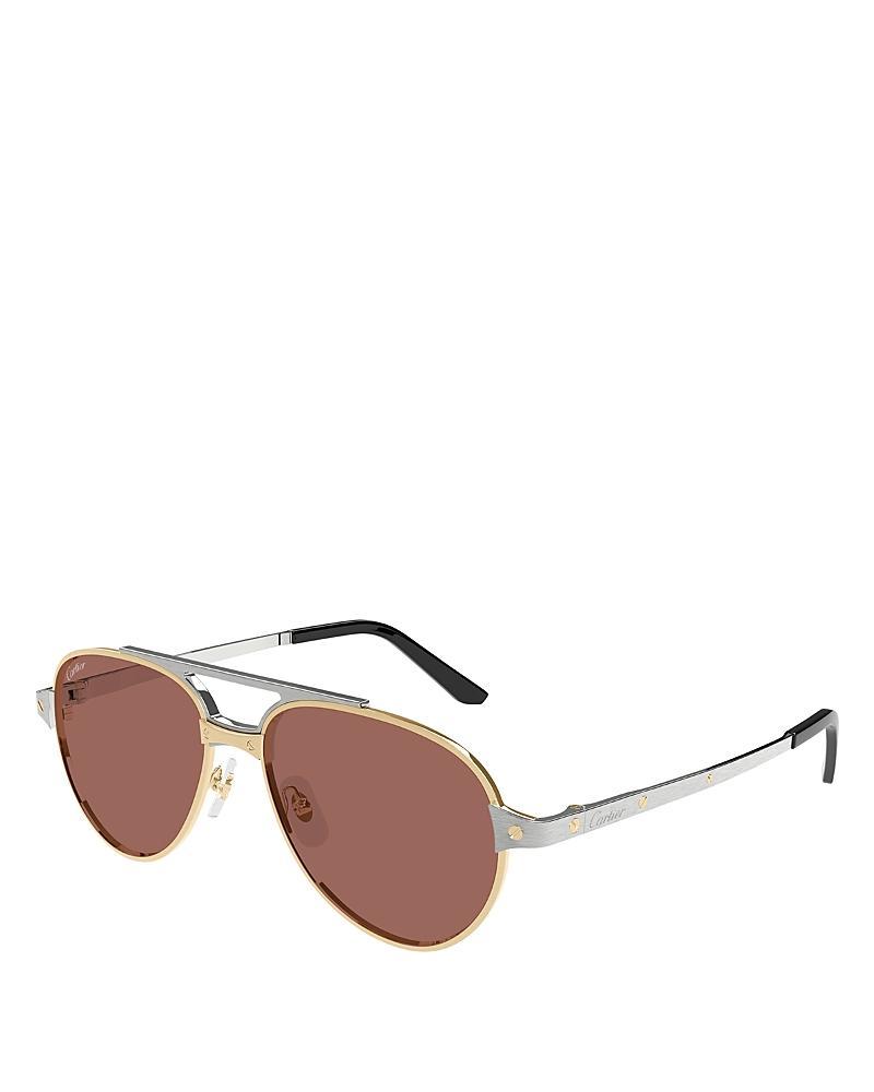 CARTIER Santos Evolution Pilot Sunglasses, 59mm In Brown Product Image