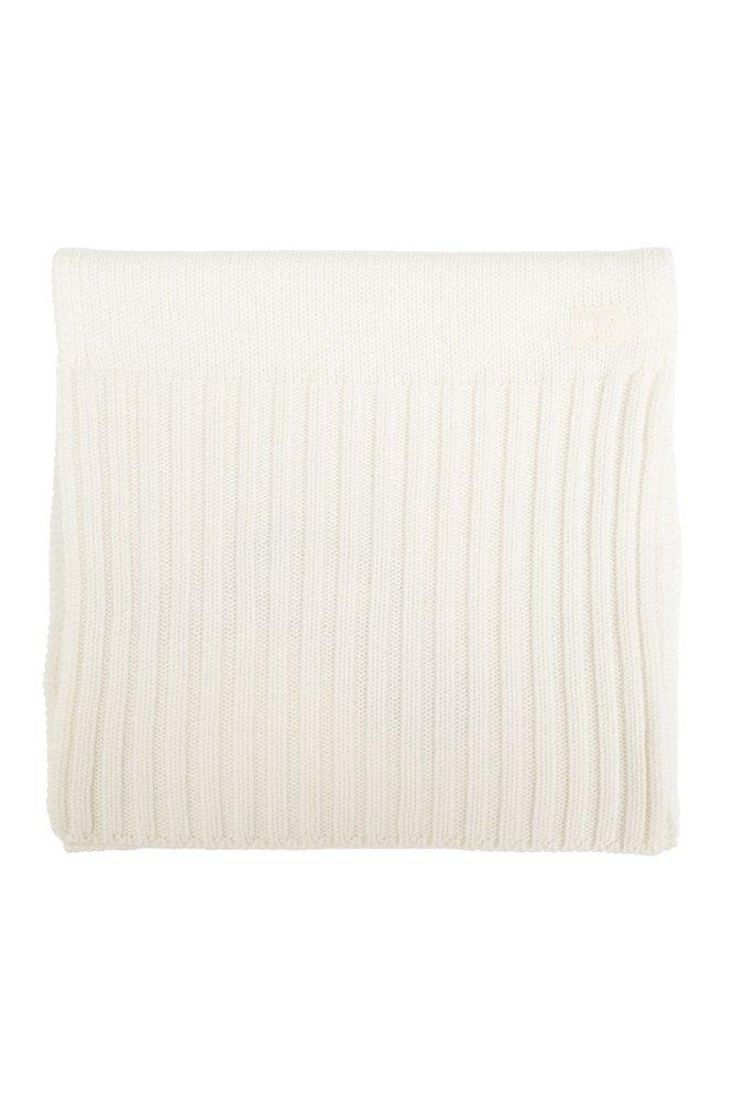 DOLCE & GABBANA Dg Logo Embroidered Knitted Scarf In Beige Product Image