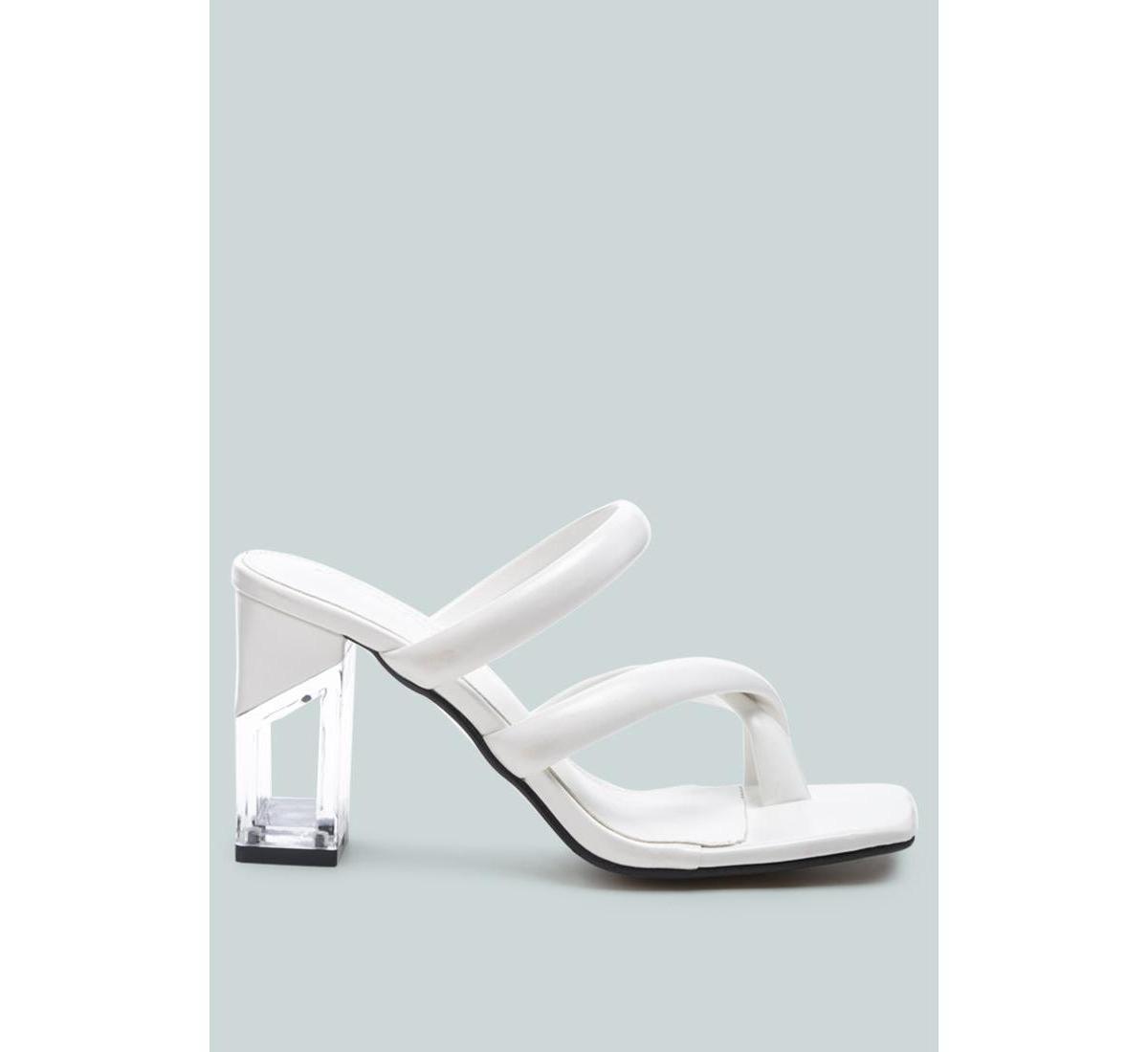 London Rag Erised Clear Heel Women's Toe Ring Slide Sandals, Size: 6, Black Product Image