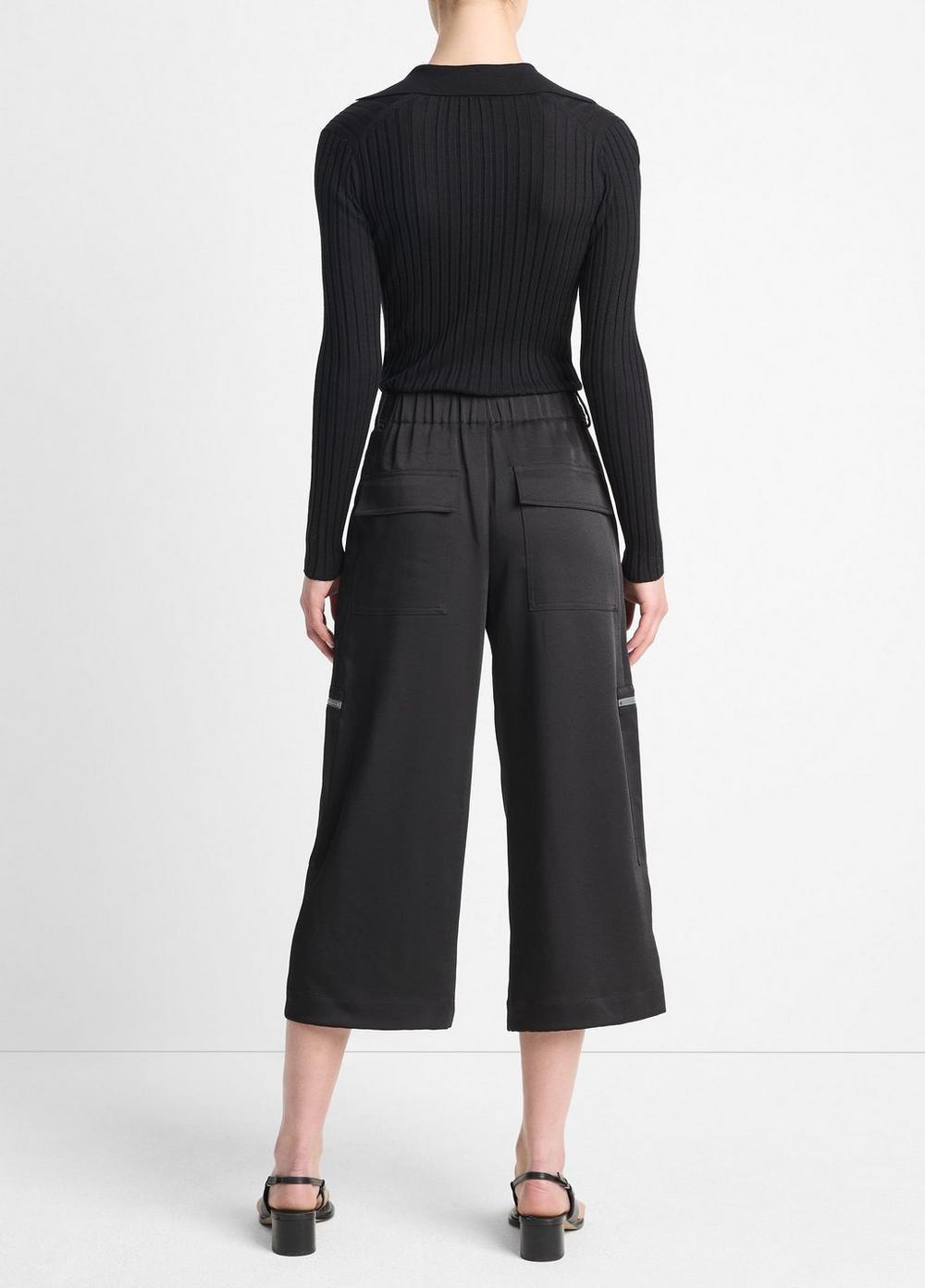Womens Low-Rise Satin Parachute Crop Pant, Lake Stone, Size 10 Vince Product Image