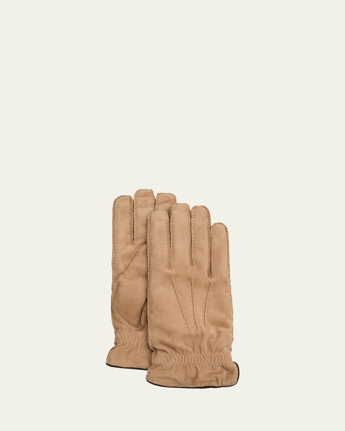 Mens Suede Cashmere-Lined Riding Gloves Product Image
