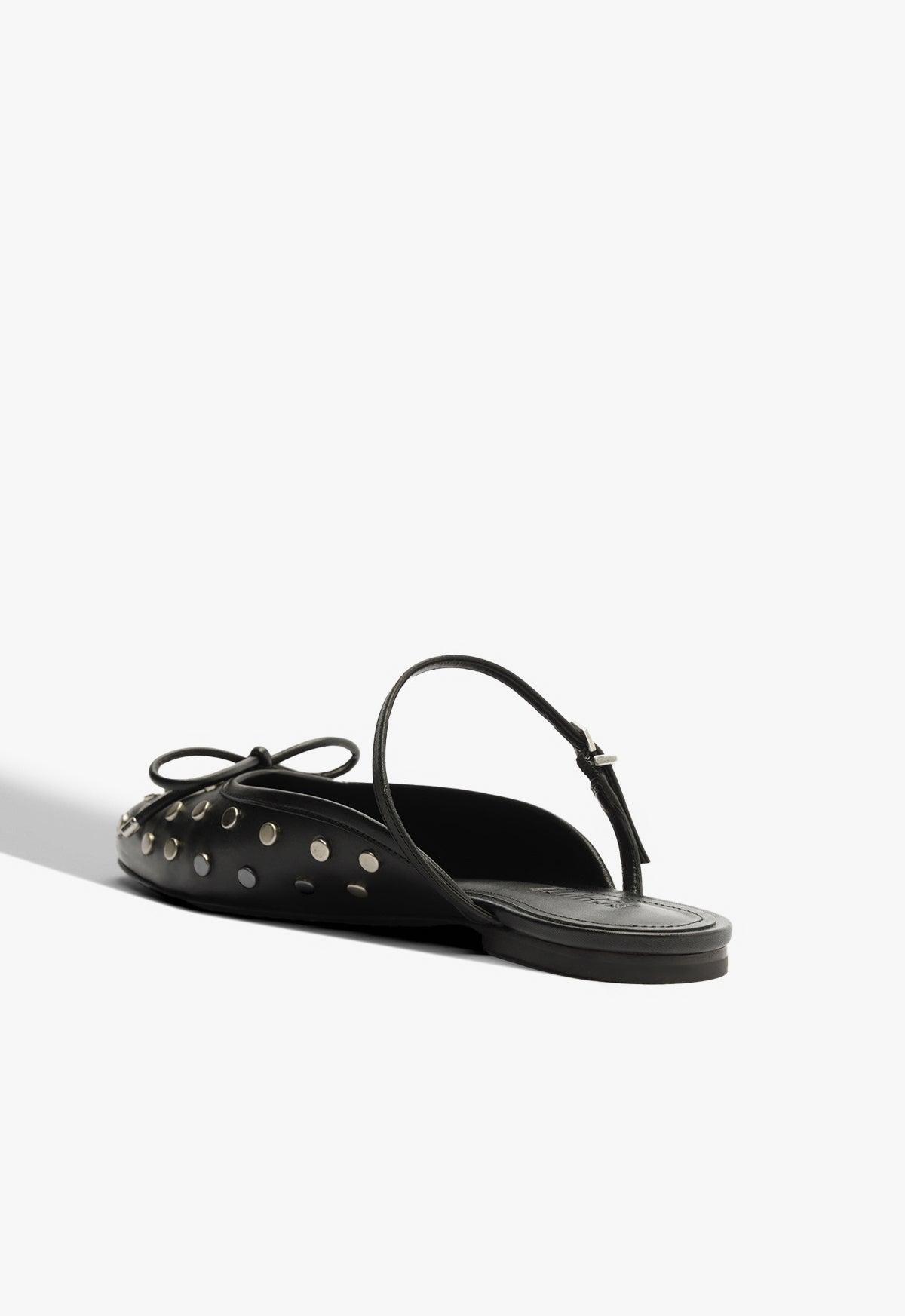 Arissa Mule Black Leather Flat Product Image