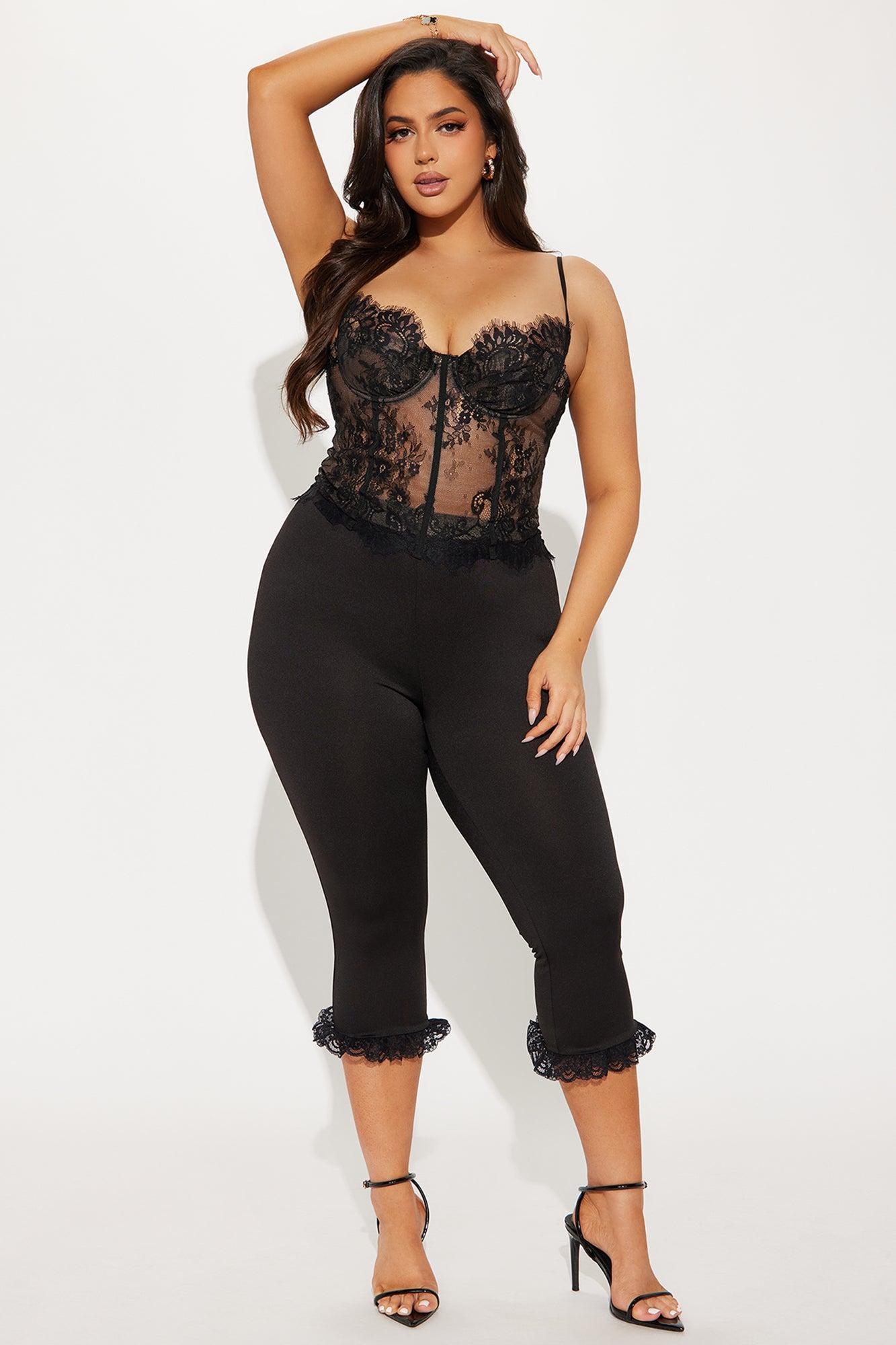 Roma Ruffle Trim Capri Legging - Black Product Image