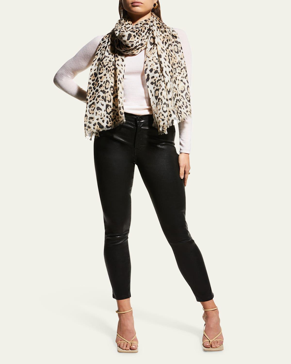 Lightweight Cashmere Leopard-Print Scarf Product Image