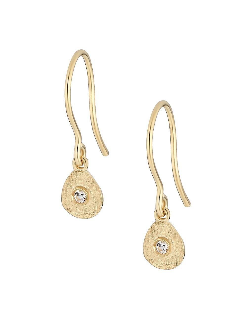 Womens 14K Yellow Gold White Topaz Youre a Gem Drop Earrings Product Image