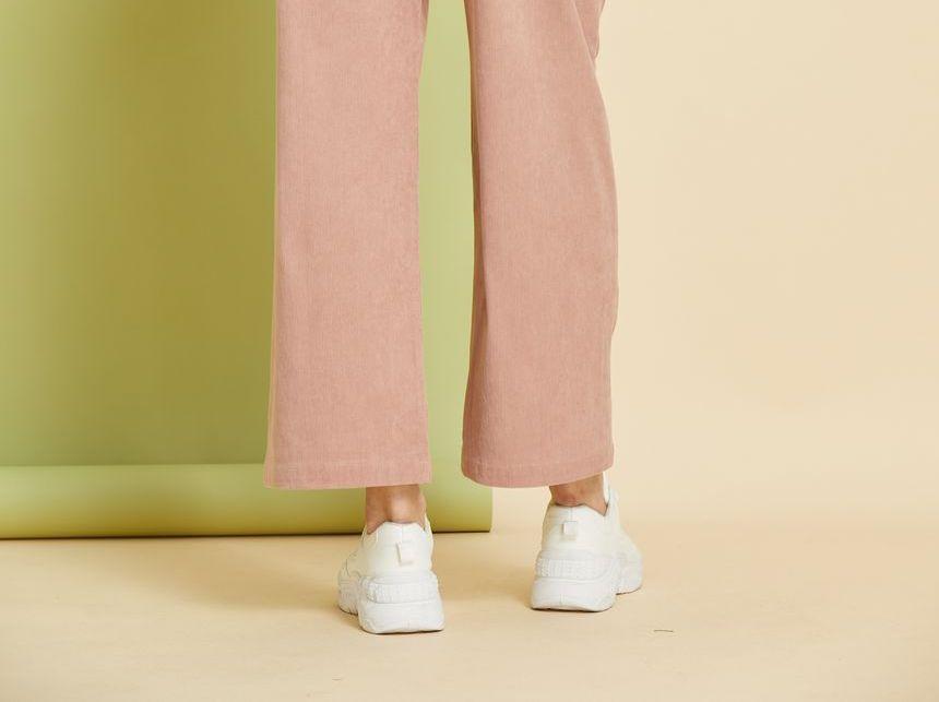 Eco-Friendly Corduroy Cutout Straight-Leg Pants Product Image