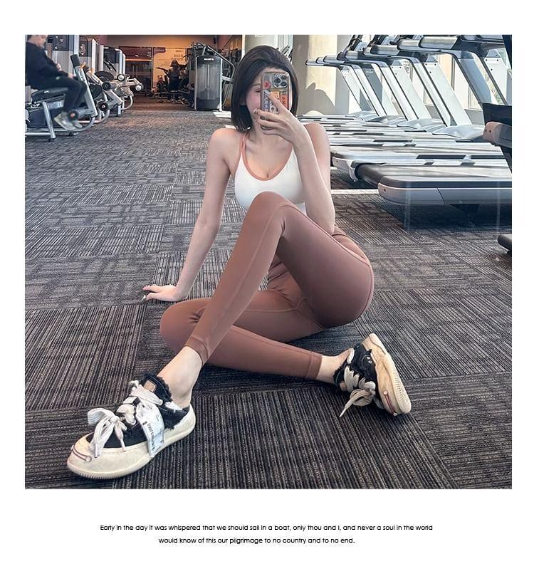 High Waist Plain Yoga Pants Product Image