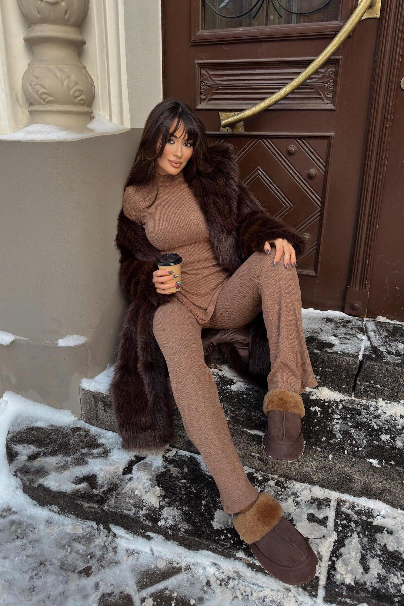 Clarissa Cozy Pant Set - Mocha Product Image