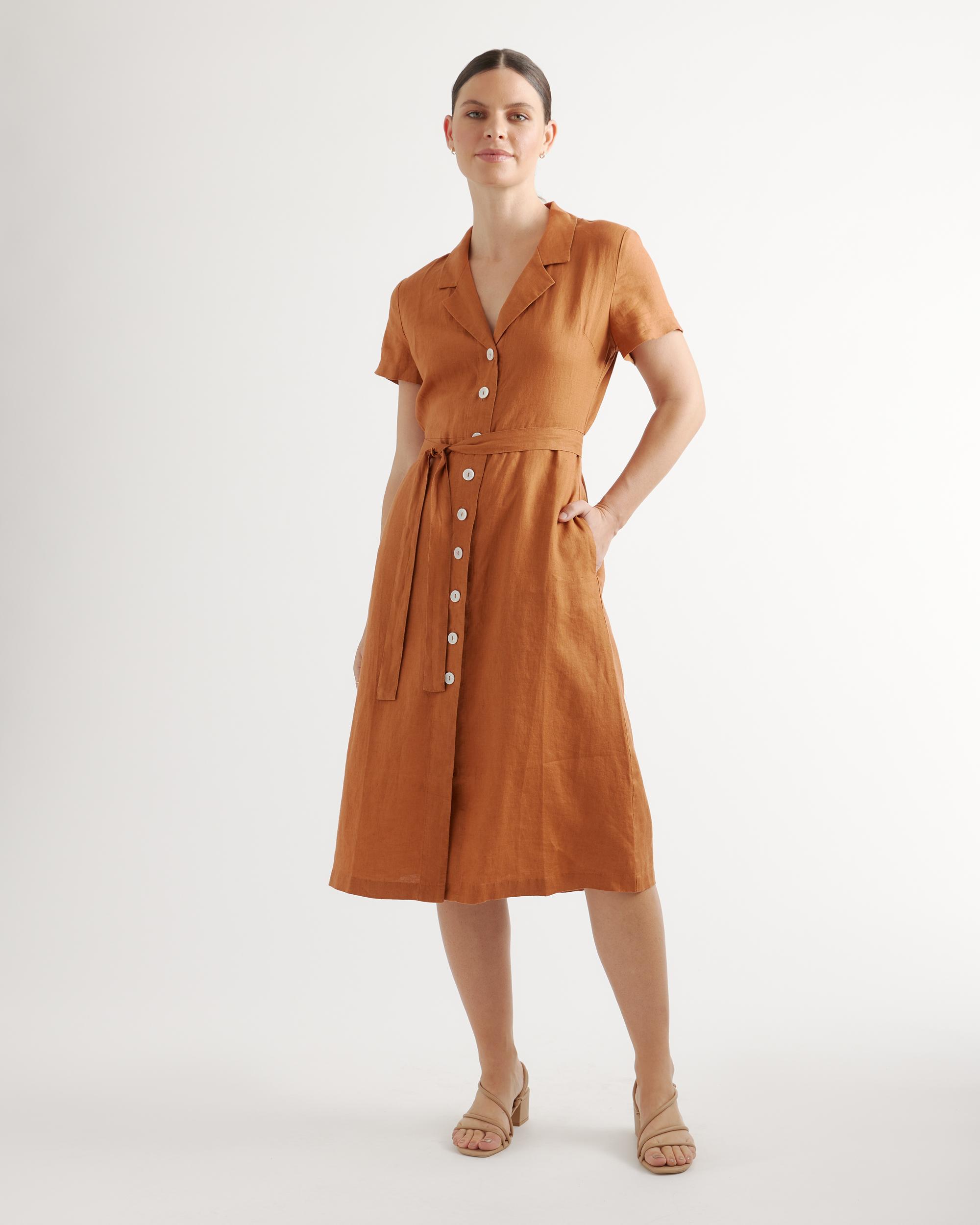 Quince | Women's Short Sleeve Dress Linen Product Image