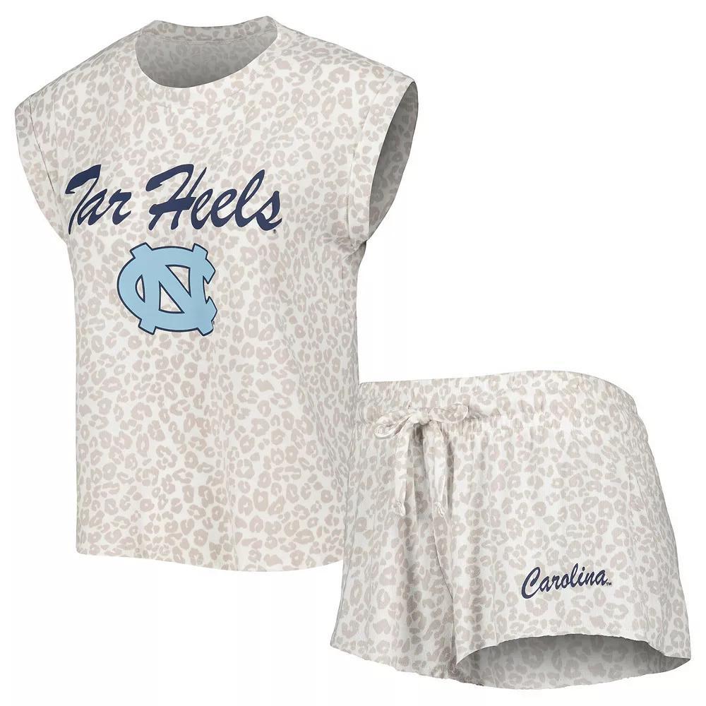 Women's Concepts Sport  Cream North Carolina Tar Heels Montana T-Shirt & Shorts Sleep Set, Size: Large, Beige Product Image
