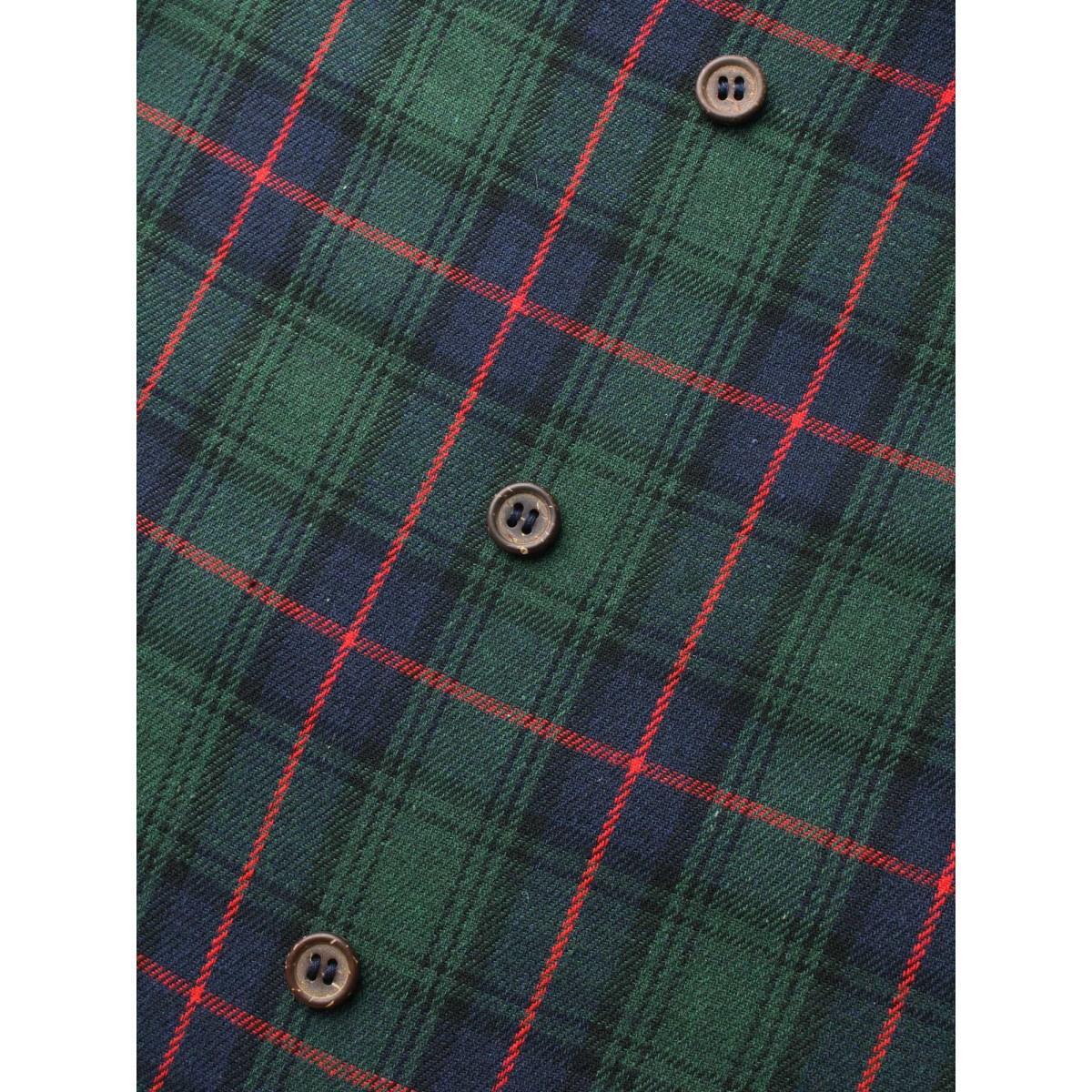 Plus Size DarkGreen Plaid Button Detail Lantern Sleeve Blouse Women Elegant Elbow-length sleeve V-neck Everyday Blouses BloomChic 18-20/2X Product Image