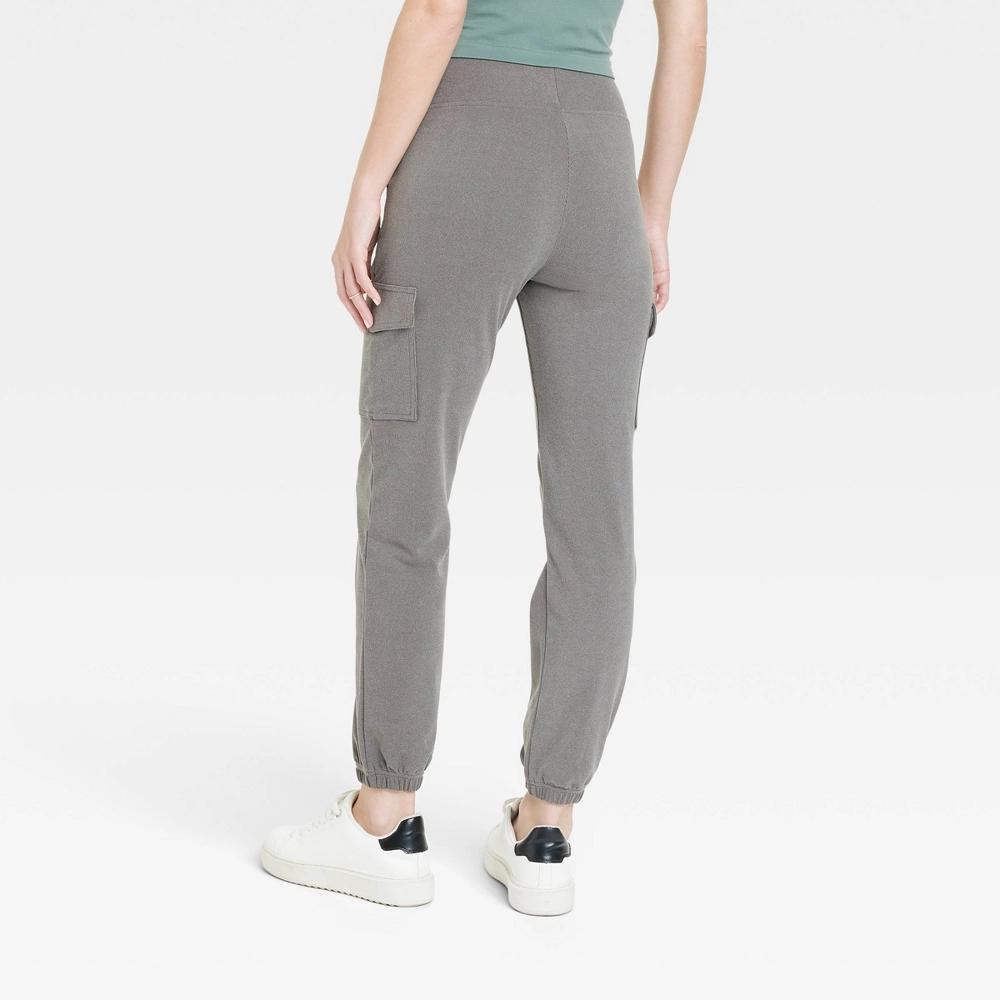 Women's Relaxed Fit Super Soft Cargo Joggers - A New Day™ Black S: Mid Rise, Pull-On, Knit Fabric Product Image
