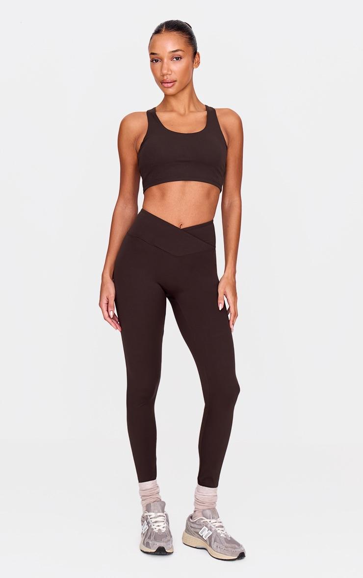 Espresso Sculpt Wrap Waist Gym Leggings Product Image