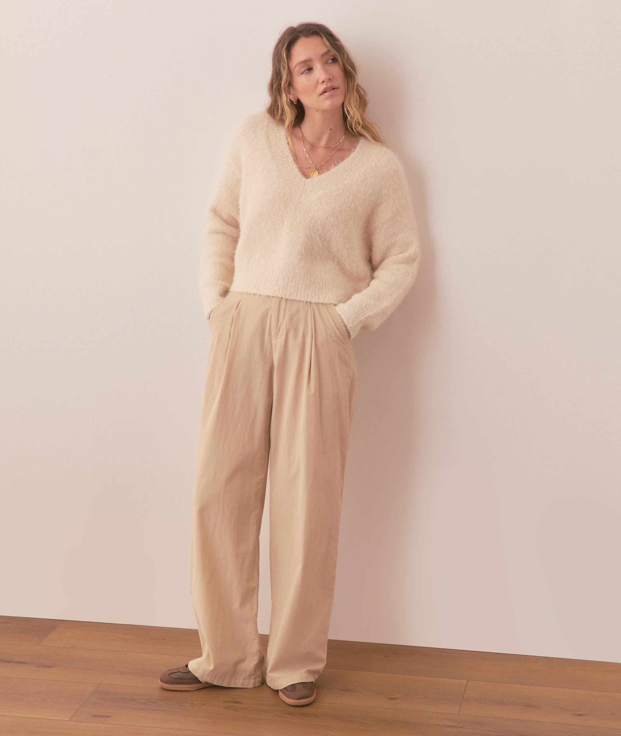 Teddy Eyelash V-Neck Sweater Product Image