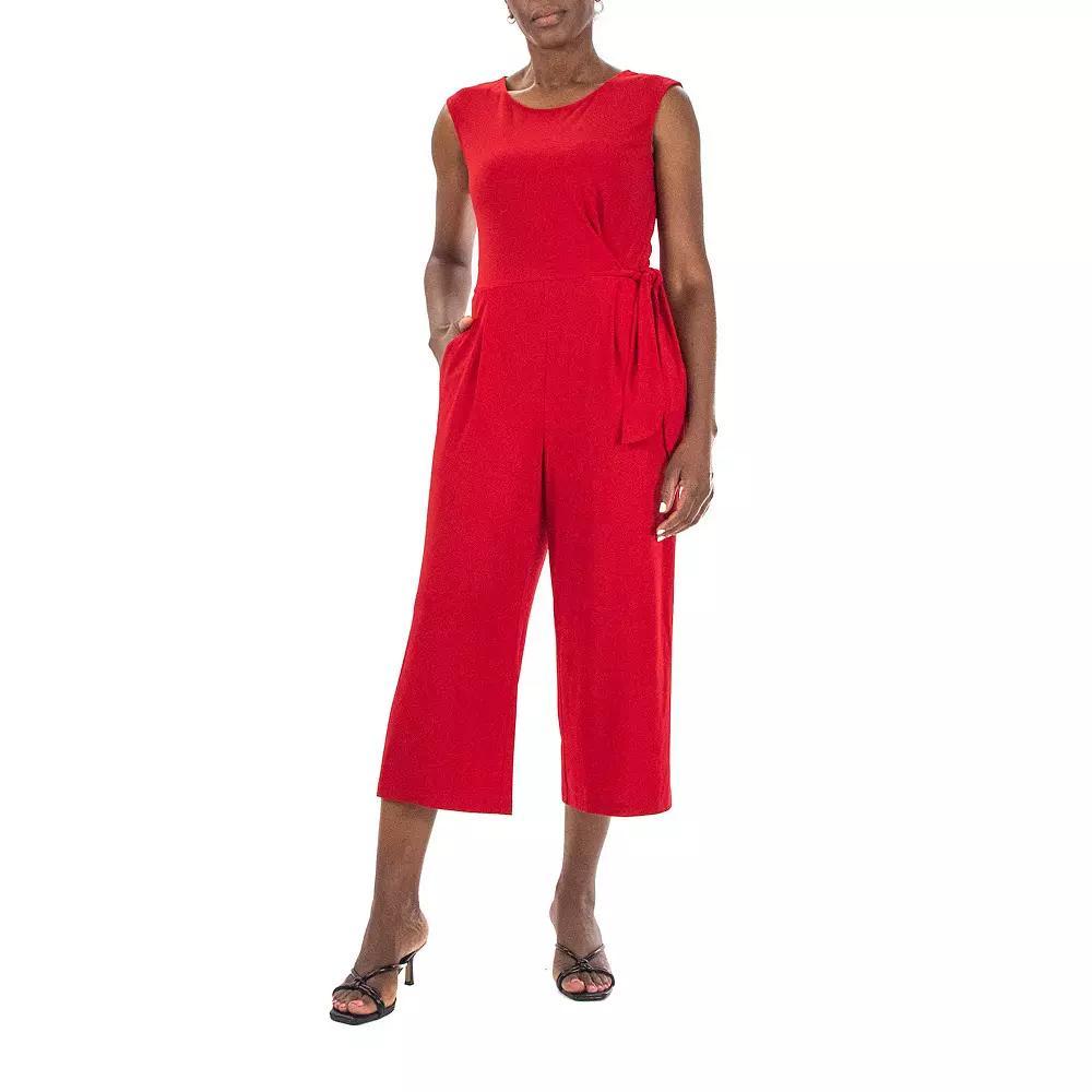 Women's Nina Leonard Sleeveless Culotte Jumpsuit, Size: XL, Red Product Image