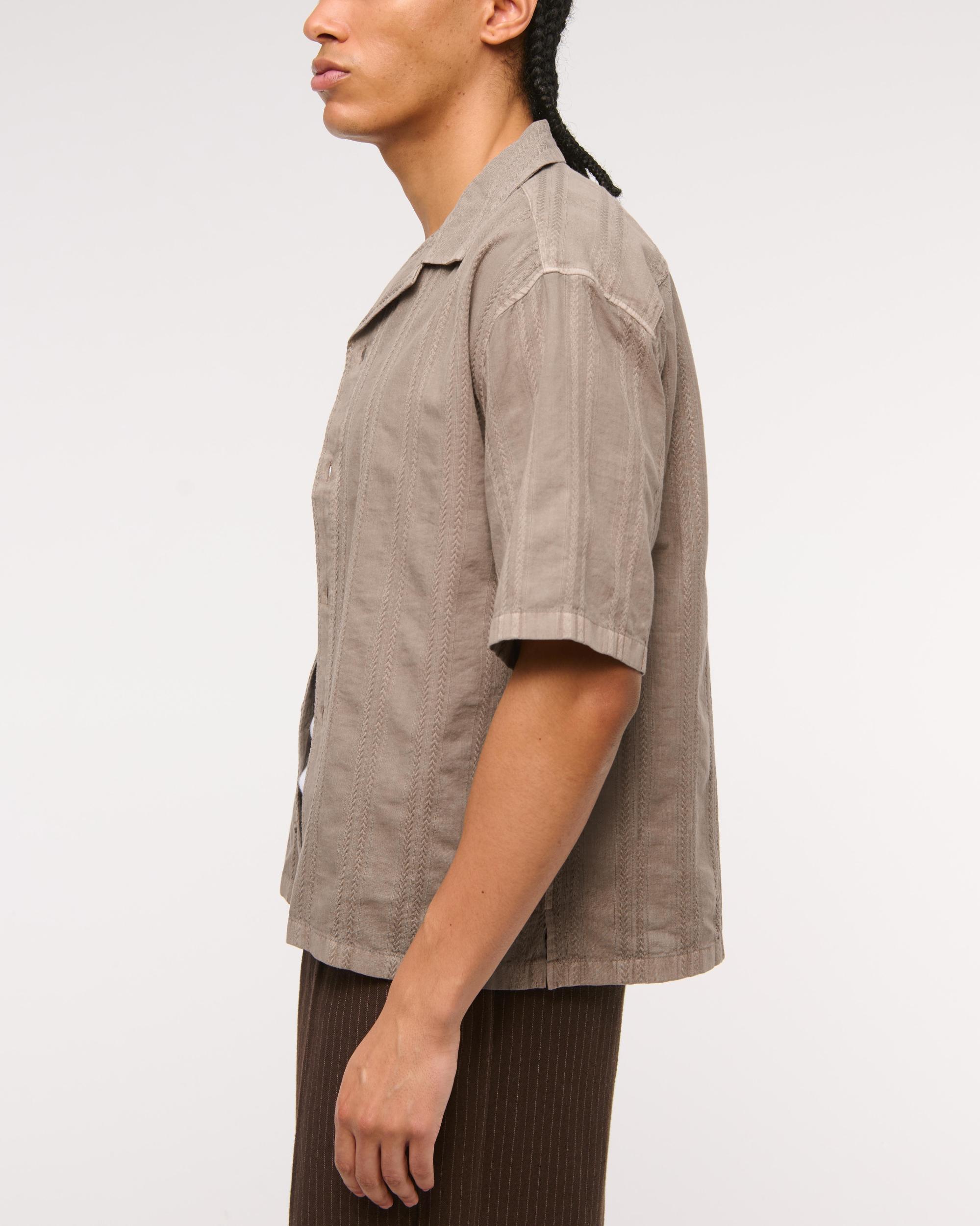 Camp Collar Braided Button-Up Shirt Product Image
