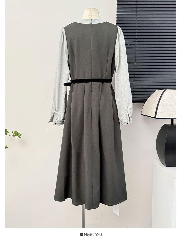 Colorblock Mock Two-Piece Midi Dress Product Image