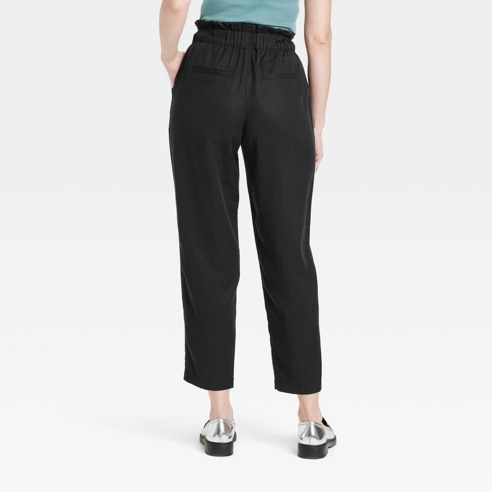 Womens High-Rise Tapered Ankle Pull-On Joggers - A New Day Black XS: Twill Fabric, Elastic Waistband Product Image