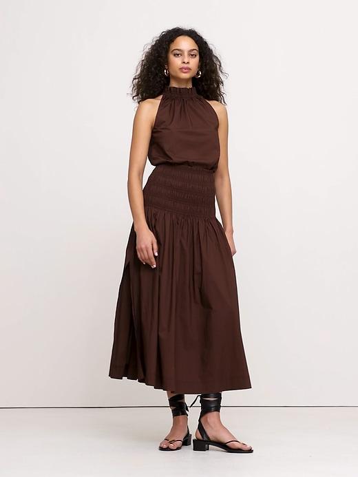 Cotton Poplin Smocked-Waist Maxi Skirt Product Image
