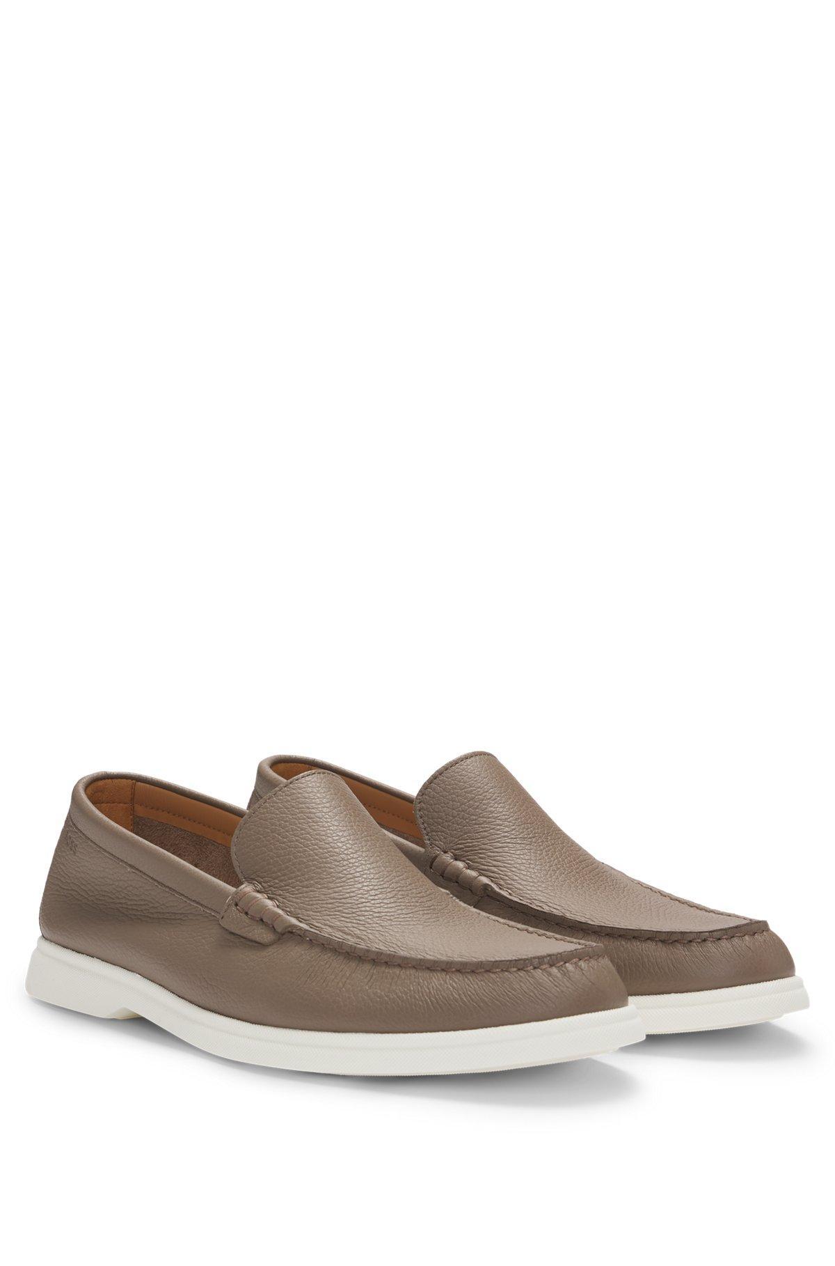 Tumbled-leather moccasins with logo detail Product Image